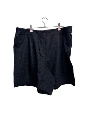 Calligraphie Black Pleated Cuffed Shorts XL Elastic Back Waist